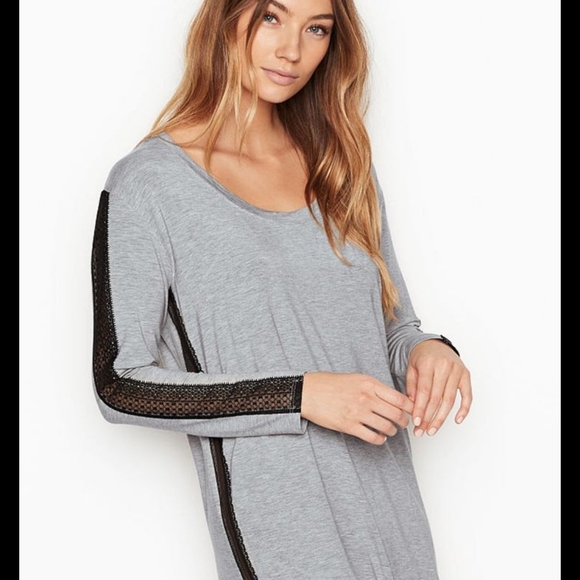 Victoria's Secret Other - Victoria secret modal lace sleep shirt NWOT super soft Medium gray black top